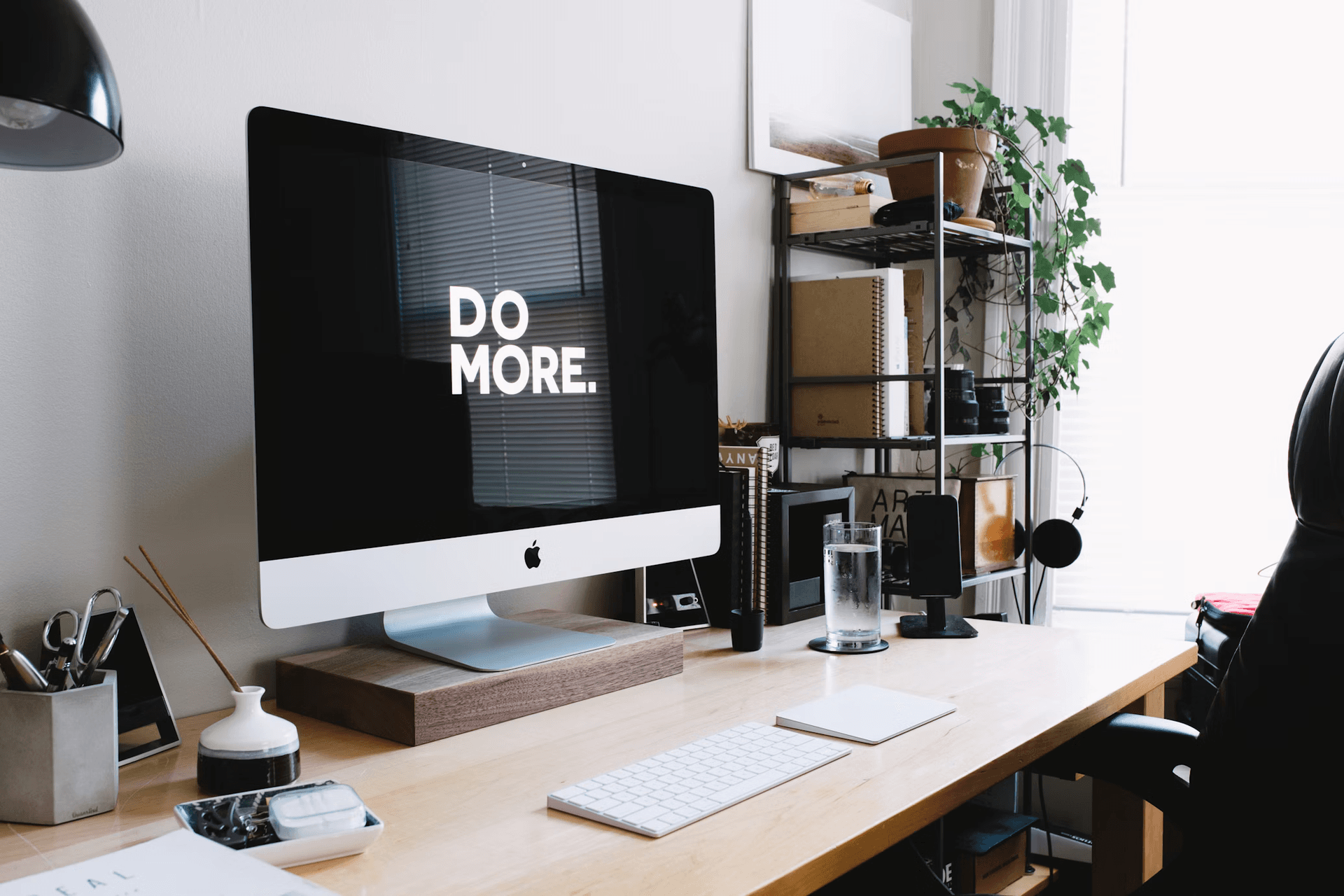 Desk worker implementing productivity strategies